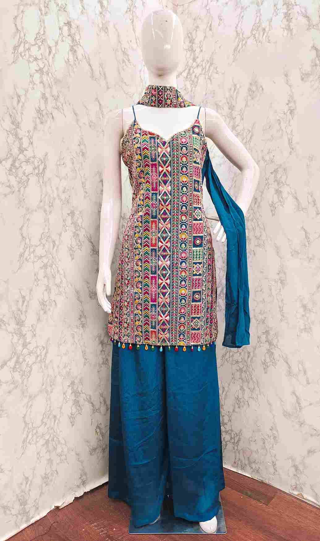 Thread Thrill 008 Colours By Thread Thrill 008-A To 008-D Series Beautiful Sharara Suits Colorful Stylish Fancy Casual Wear & Ethnic Wear Heavy Chinnon Dresses At Wholesale Price