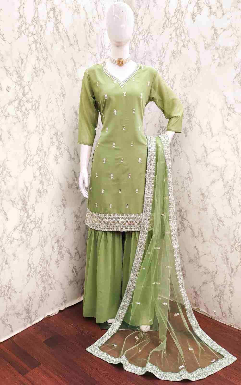 Thread Thrill 002 Colours By Thread Thrill 002-A To 002-D Series Beautiful Sharara Suits Colorful Stylish Fancy Casual Wear & Ethnic Wear Heavy Georgette Dresses At Wholesale Price