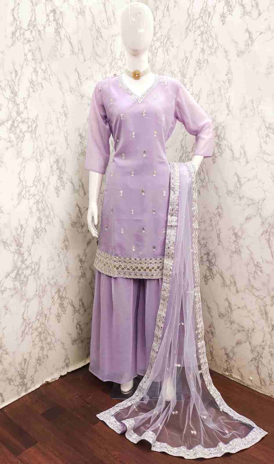 Thread Thrill 002 Colours By Thread Thrill 002-A To 002-D Series Beautiful Sharara Suits Colorful Stylish Fancy Casual Wear & Ethnic Wear Heavy Georgette Dresses At Wholesale Price