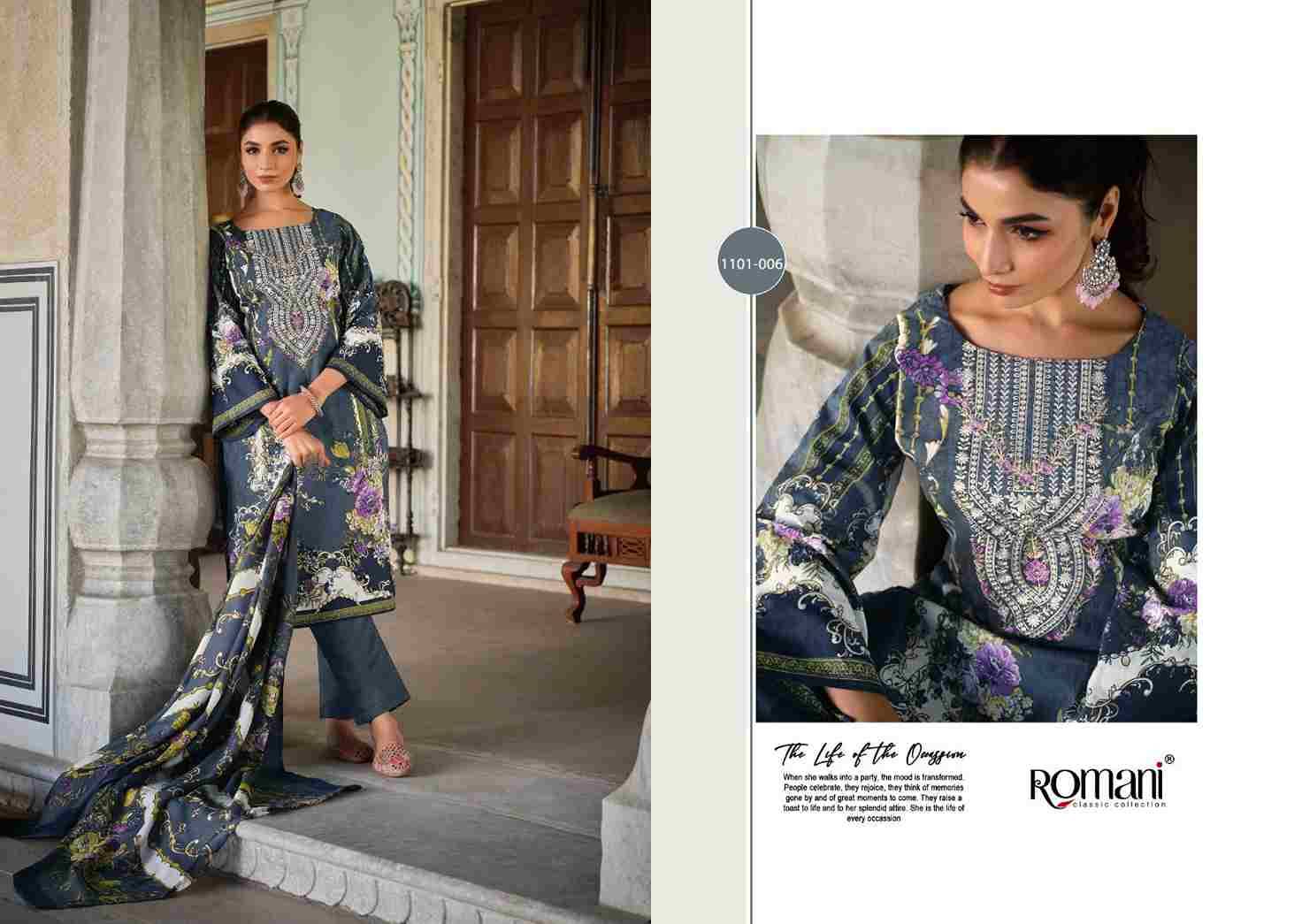 Aarzu Vol-17 By Romani 1101-001 To 1101-008 Series Beautiful Festive Suits Stylish Fancy Colorful Casual Wear & Ethnic Wear Soft Cotton Print Dresses At Wholesale Price