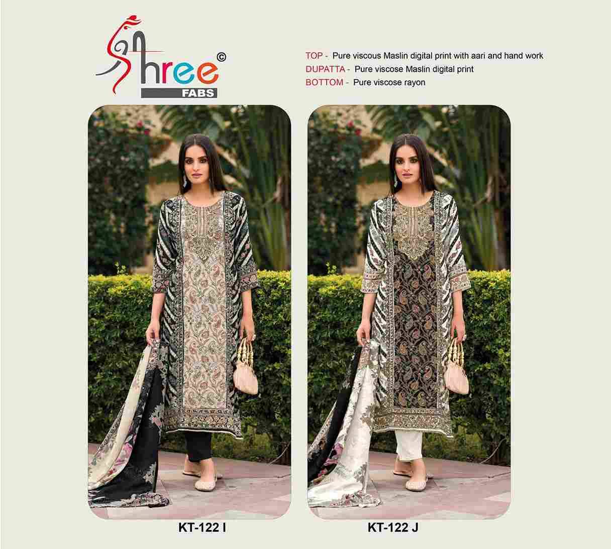 Shree Fabs Hit Design Kt-122 Vol-3 Colours By Shree Fabs Kt-122-I To Kt-122-J Series Designer Pakistani Suits Beautiful Fancy Stylish Colorful Party Wear & Occasional Wear Pure Viscose Muslin Print Dresses At Wholesale Price