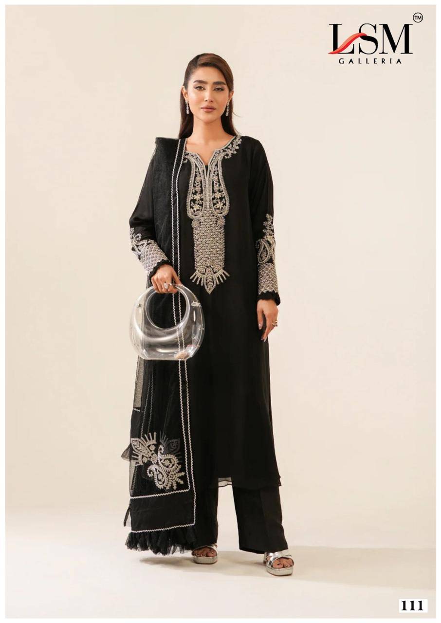 Black And White By Lsm Galleria 111 To 116 Series Beautiful Festive Suits Colorful Stylish Fancy Casual Wear & Ethnic Wear Pure Lawn With Work Dresses At Wholesale Price