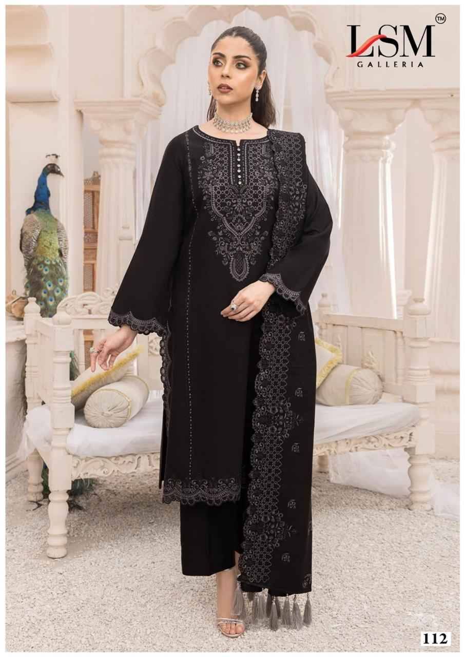 Black And White By Lsm Galleria 111 To 116 Series Beautiful Festive Suits Colorful Stylish Fancy Casual Wear & Ethnic Wear Pure Lawn With Work Dresses At Wholesale Price