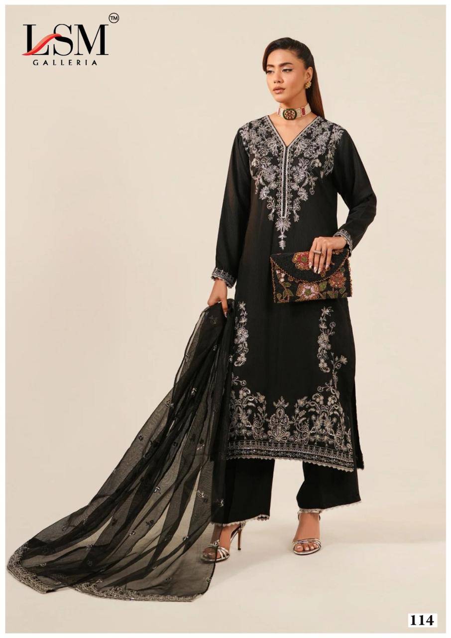 Black And White By Lsm Galleria 111 To 116 Series Beautiful Festive Suits Colorful Stylish Fancy Casual Wear & Ethnic Wear Pure Lawn With Work Dresses At Wholesale Price