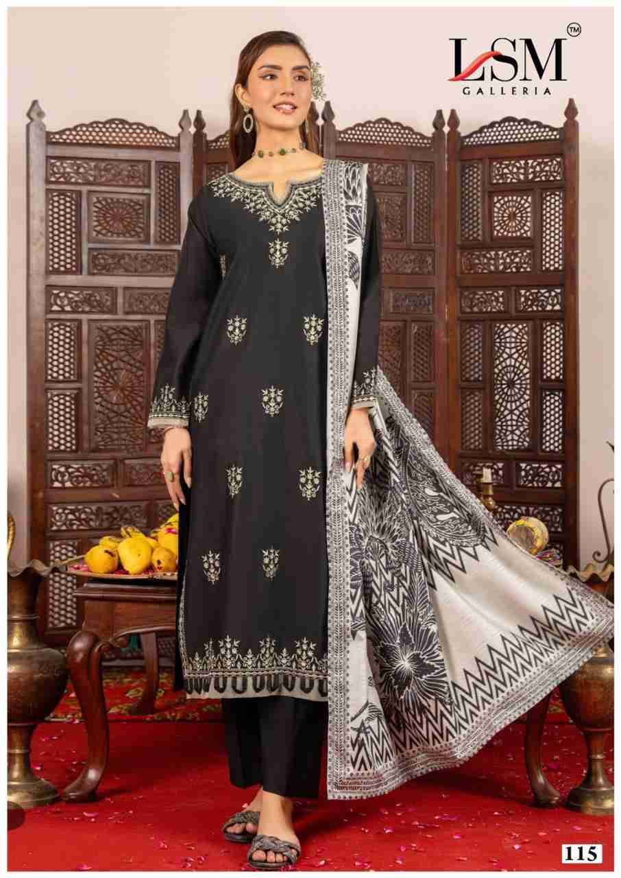 Black And White By Lsm Galleria 111 To 116 Series Beautiful Festive Suits Colorful Stylish Fancy Casual Wear & Ethnic Wear Pure Lawn With Work Dresses At Wholesale Price