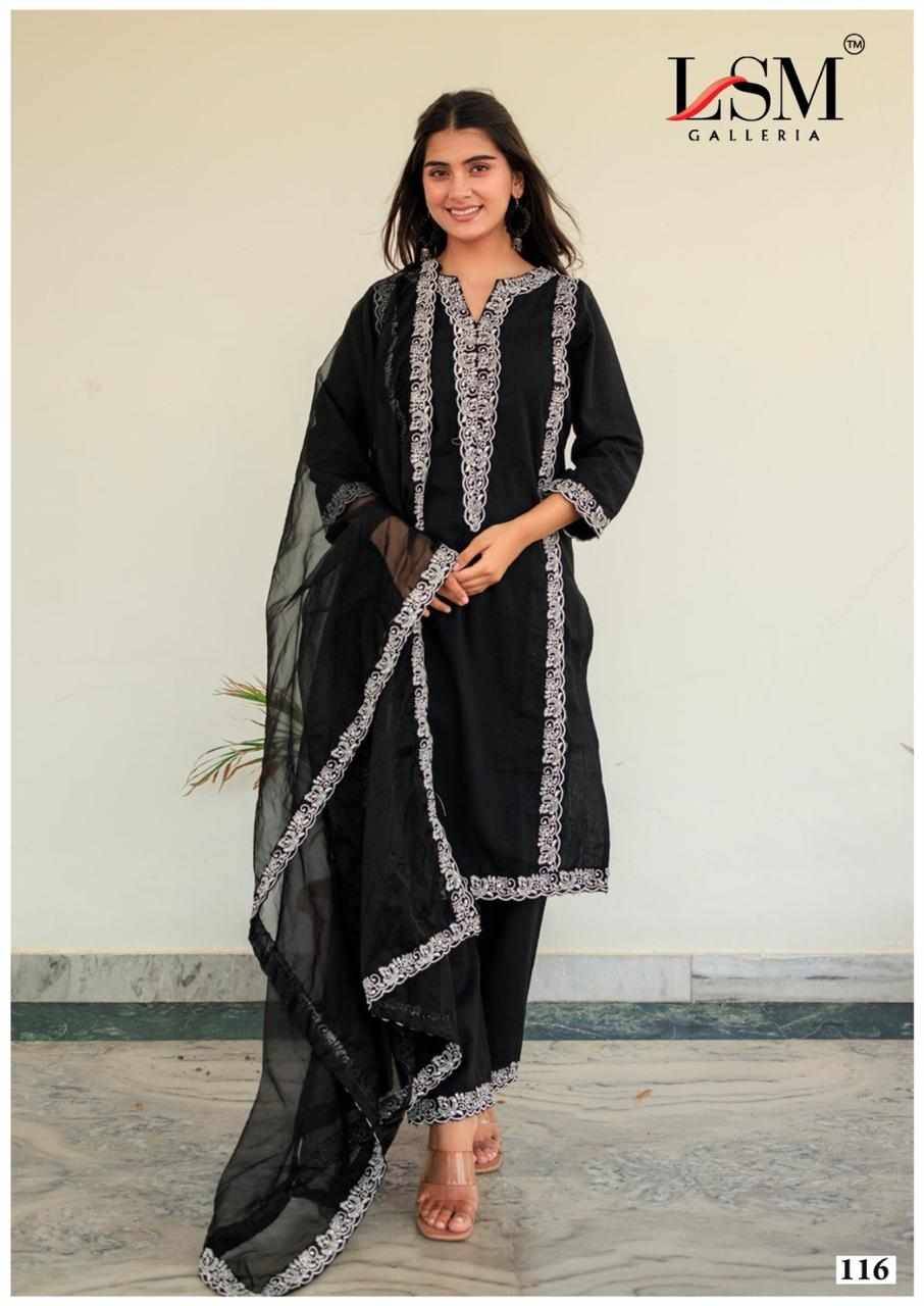 Black And White By Lsm Galleria 111 To 116 Series Beautiful Festive Suits Colorful Stylish Fancy Casual Wear & Ethnic Wear Pure Lawn With Work Dresses At Wholesale Price