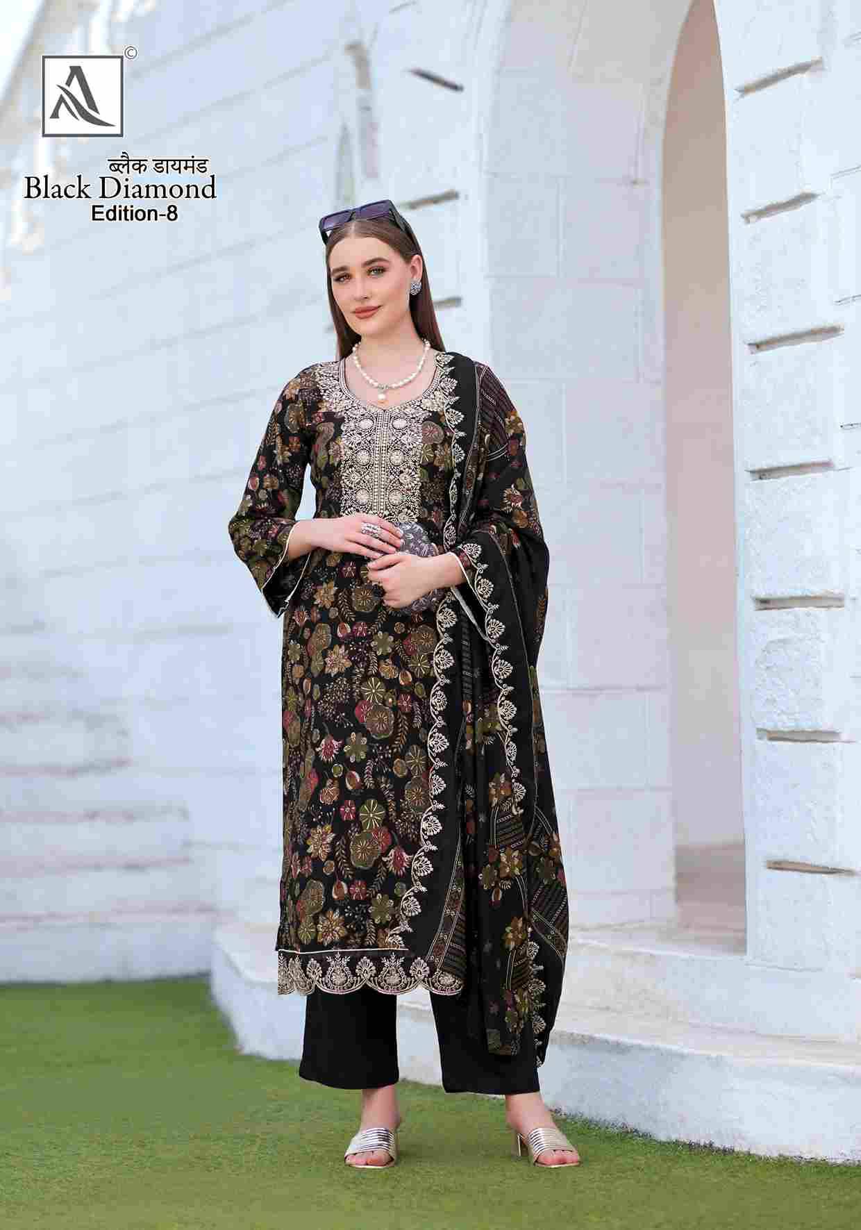 Black Diamond Vol-8 By Alok Suit 1999-001 To 1999-006 Series Beautiful Festive Suits Colorful Stylish Fancy Casual Wear & Ethnic Wear Pure Rayon Dresses At Wholesale Price