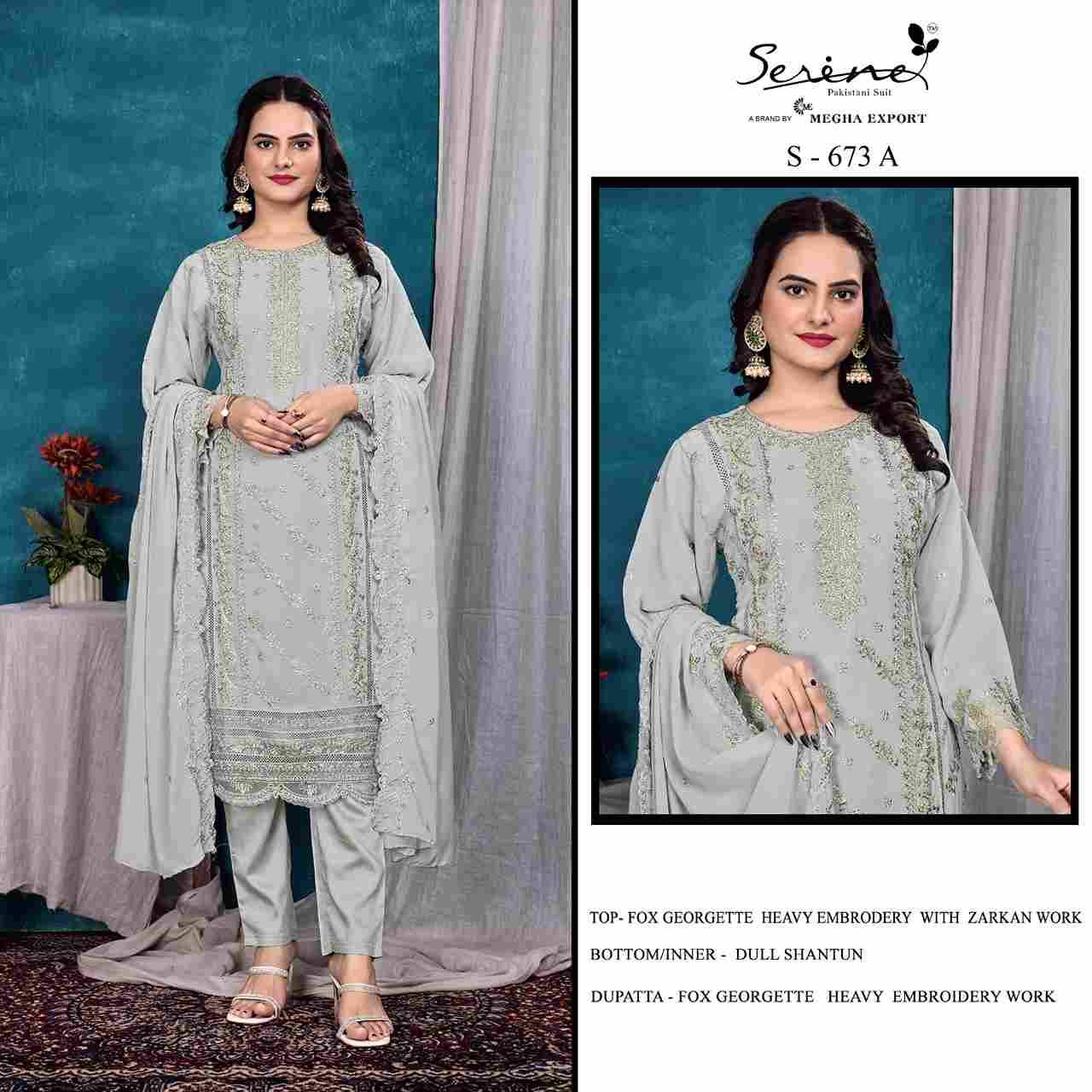 Serene Hit Design S-673 Colours By Serene S-673-A To S-673-D Series Designer Pakistani Suits Beautiful Fancy Colorful Stylish Party Wear & Occasional Wear Faux Georgette Embroidered Dresses At Wholesale Price
