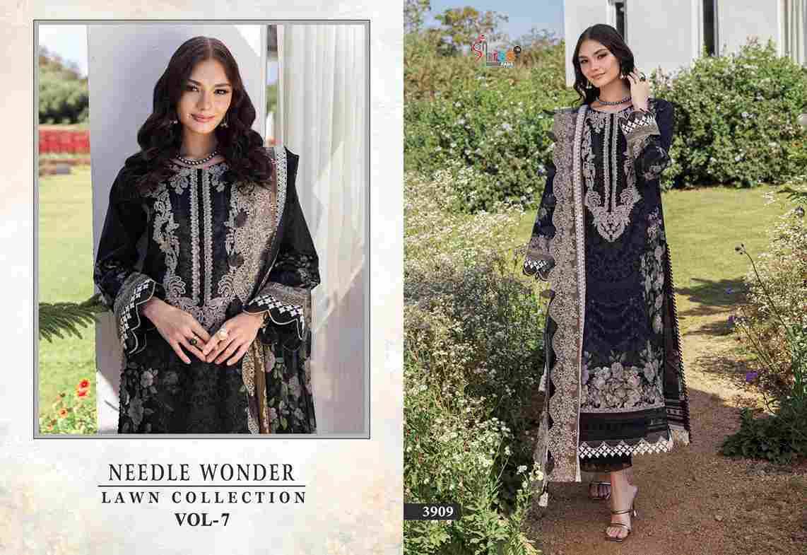 Needle Wonder Lawn Collection Vol-7 By Shree Fabs 3704 To 3710 Series Designer Pakistani Suits Beautiful Fancy Stylish Colorful Party Wear & Occasional Wear Pure Cotton With Embroidery Dresses At Wholesale Price