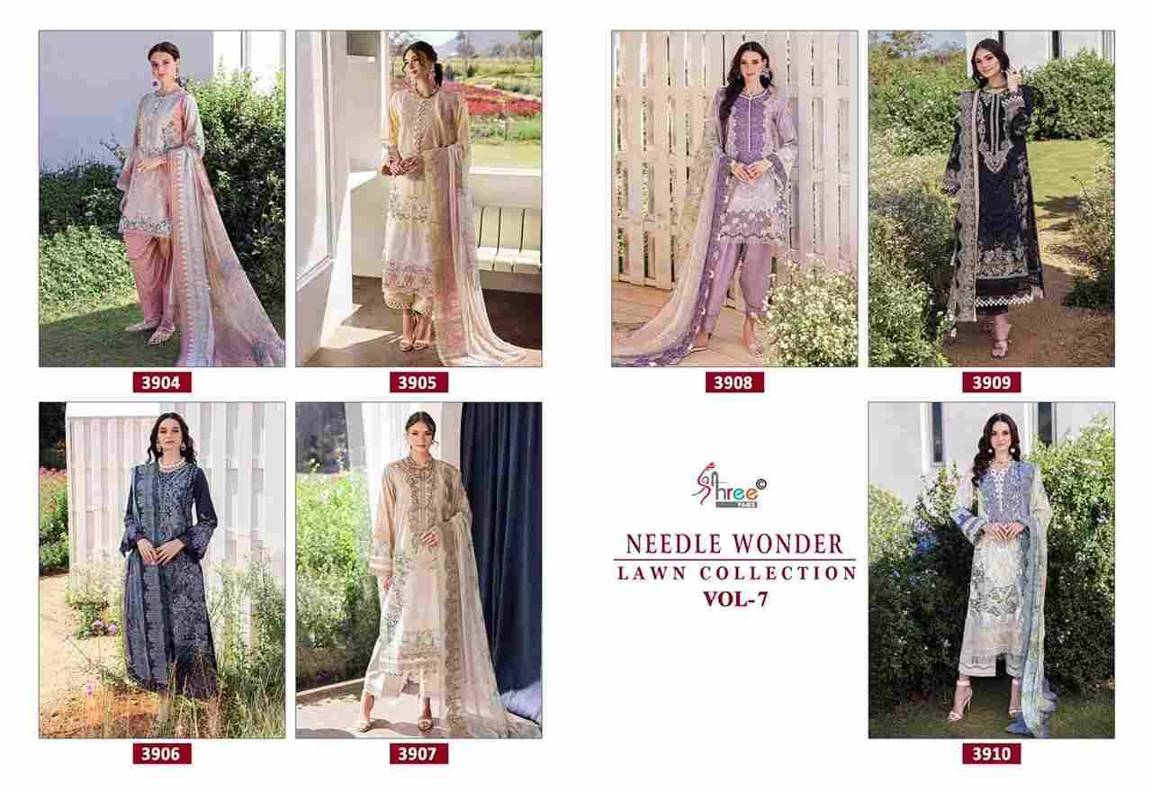 Needle Wonder Lawn Collection Vol-7 By Shree Fabs 3704 To 3710 Series Designer Pakistani Suits Beautiful Fancy Stylish Colorful Party Wear & Occasional Wear Pure Cotton With Embroidery Dresses At Wholesale Price