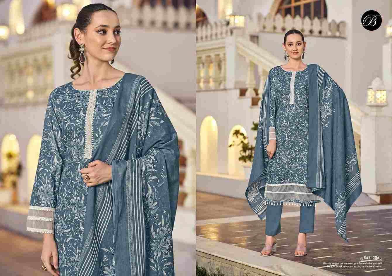 Flamingo Vol-2 By Belliza 842-001 To 842-006 Series Beautiful Suits Colorful Stylish Fancy Casual Wear & Ethnic Wear Pure Cotton Print With Work Dresses At Wholesale Price