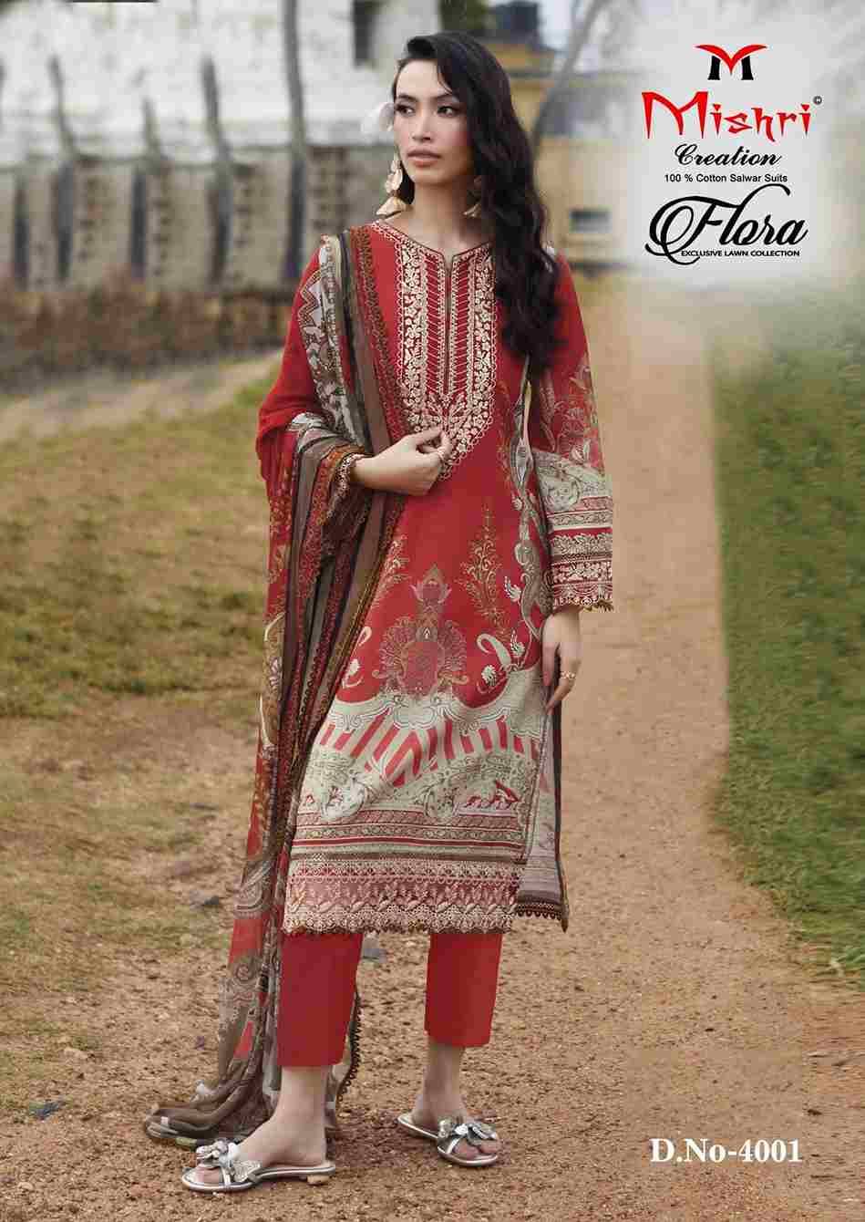 Flora Vol-4 By Mishri 4001 To 4006 Series Beautiful Suits Stylish Colorful Fancy Casual Wear & Ethnic Wear Lawn Cotton Print Dresses At Wholesale Price