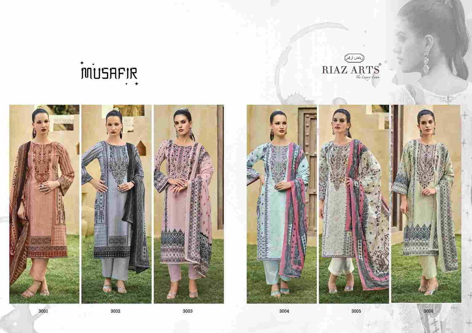 Musafir Vol-25 By Riaz Arts 3001 To 3006 Series Beautiful Festive Suits Stylish Fancy Colorful Casual Wear & Ethnic Wear Pure Lawn Cambric Print Dresses At Wholesale Price