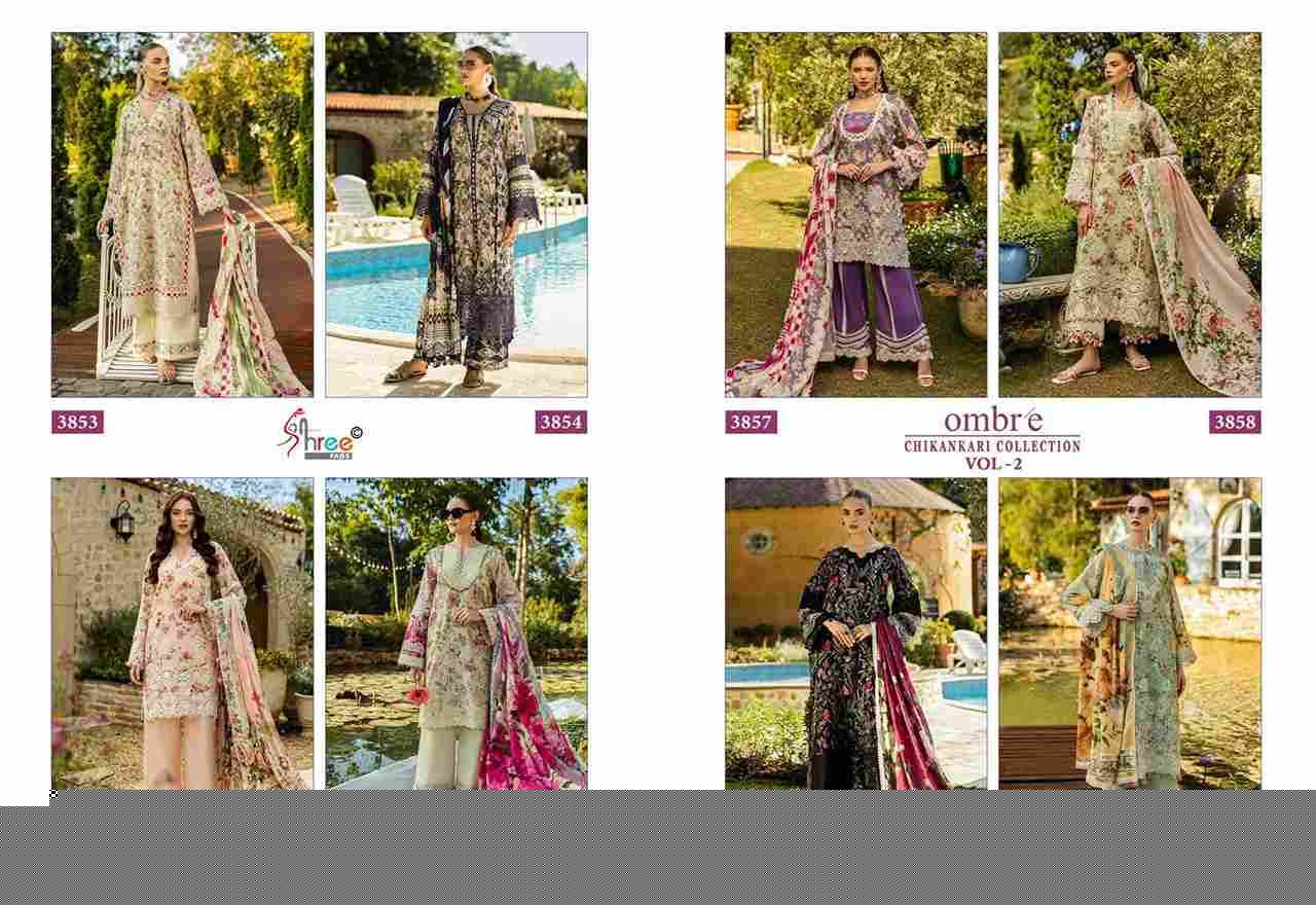 Ombre Chikankari Collection Vol-2 By Shree Fabs 3853 To 3860 Series Designer Pakistani Suits Collection Beautiful Stylish Fancy Colorful Party Wear & Ethnic Wear Pure Viscose With Pure Cotton With Embroidery Dresses At Wholesale Price