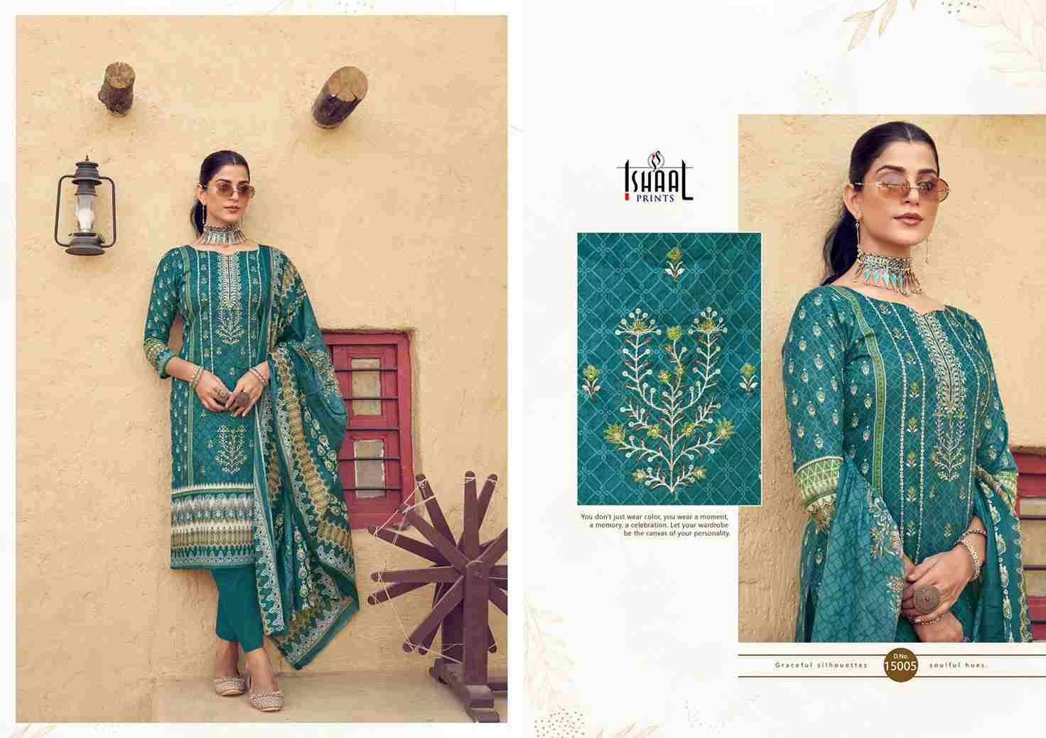 Embroidered Vol-15 By Ishaal Prints 15001 To 15010 Series Beautiful Suits Colorful Stylish Fancy Casual Wear & Ethnic Wear Pure Lawn Printed Dresses At Wholesale Price