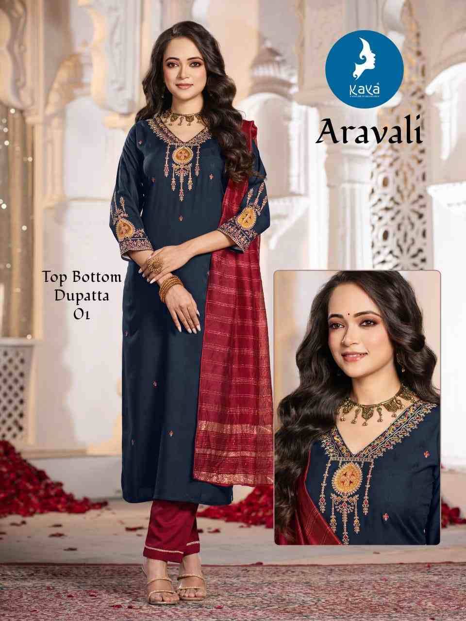 Aravali By Kaya 01 To 06 Series Beautiful Stylish Festive Suits Fancy Colorful Casual Wear & Ethnic Wear & Ready To Wear Rayon Dresses At Wholesale Price