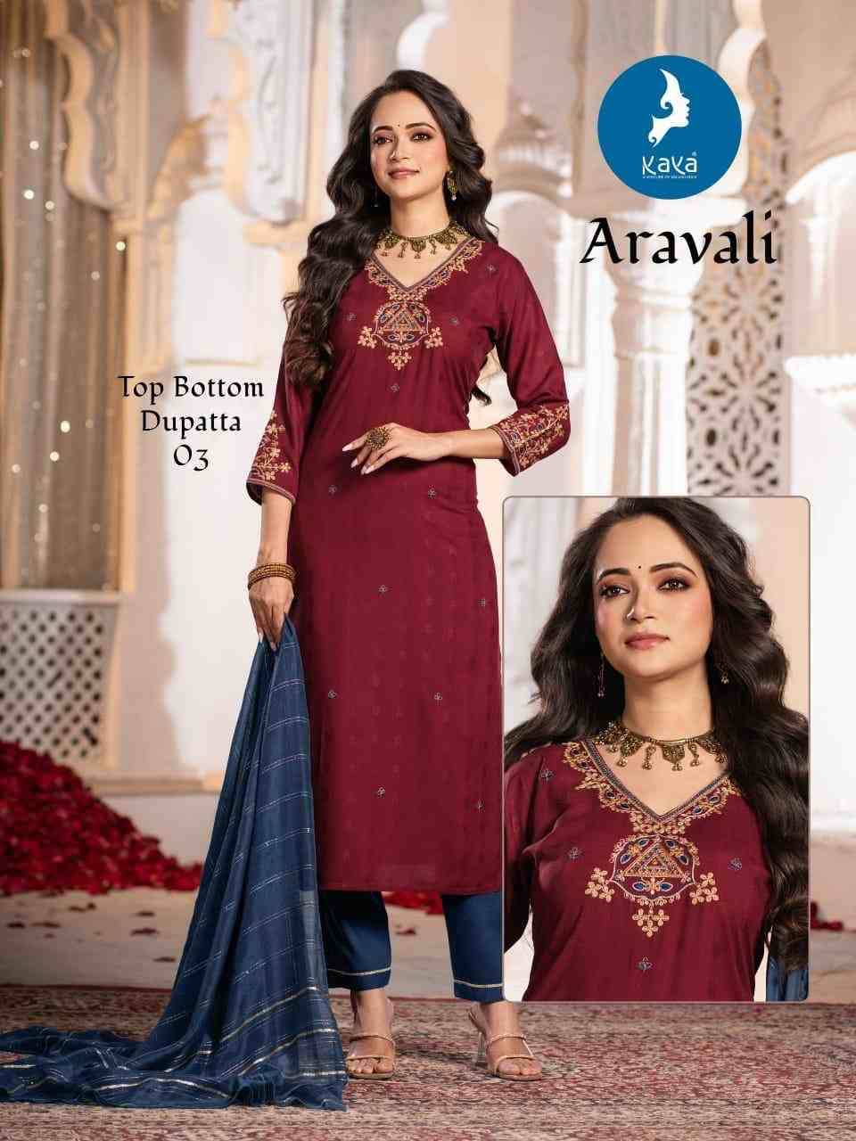 Aravali By Kaya 01 To 06 Series Beautiful Stylish Festive Suits Fancy Colorful Casual Wear & Ethnic Wear & Ready To Wear Rayon Dresses At Wholesale Price