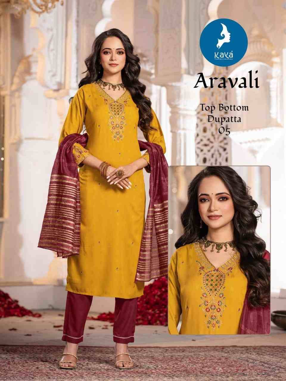 Aravali By Kaya 01 To 06 Series Beautiful Stylish Festive Suits Fancy Colorful Casual Wear & Ethnic Wear & Ready To Wear Rayon Dresses At Wholesale Price