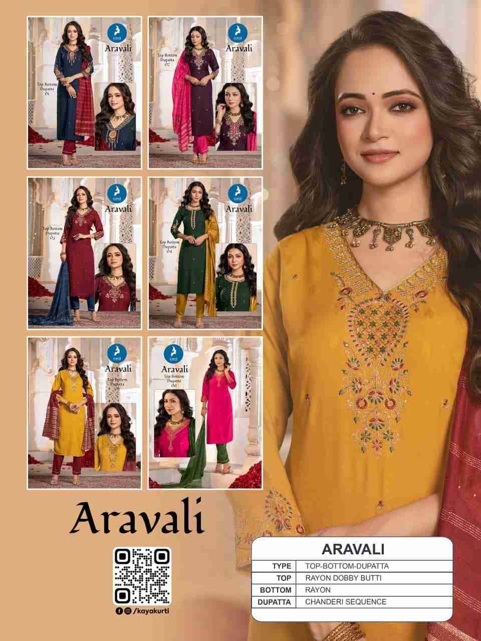 Aravali By Kaya 01 To 06 Series Beautiful Stylish Festive Suits Fancy Colorful Casual Wear & Ethnic Wear & Ready To Wear Rayon Dresses At Wholesale Price