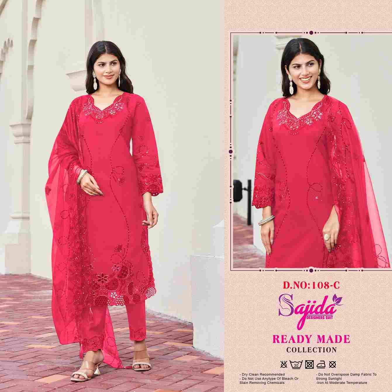 Sajida Hit Design 108 Colours By Sajida Designer Suits 108-A To 108-D Series Beautiful Pakistani Suits Colorful Stylish Fancy Casual Wear & Ethnic Wear Heavy Roman Silk Embroidered Dresses At Wholesale Price