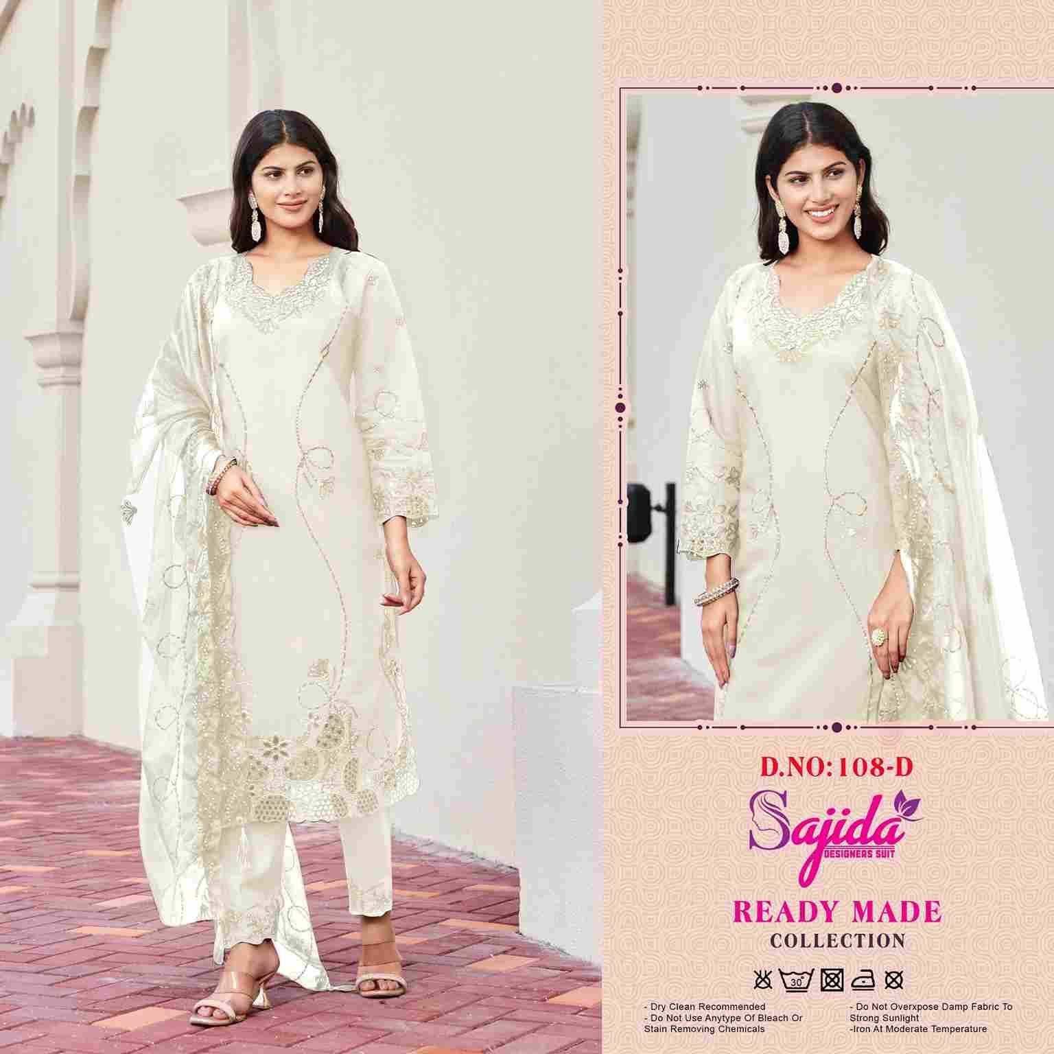 Sajida Hit Design 108 Colours By Sajida Designer Suits 108-A To 108-D Series Beautiful Pakistani Suits Colorful Stylish Fancy Casual Wear & Ethnic Wear Heavy Roman Silk Embroidered Dresses At Wholesale Price