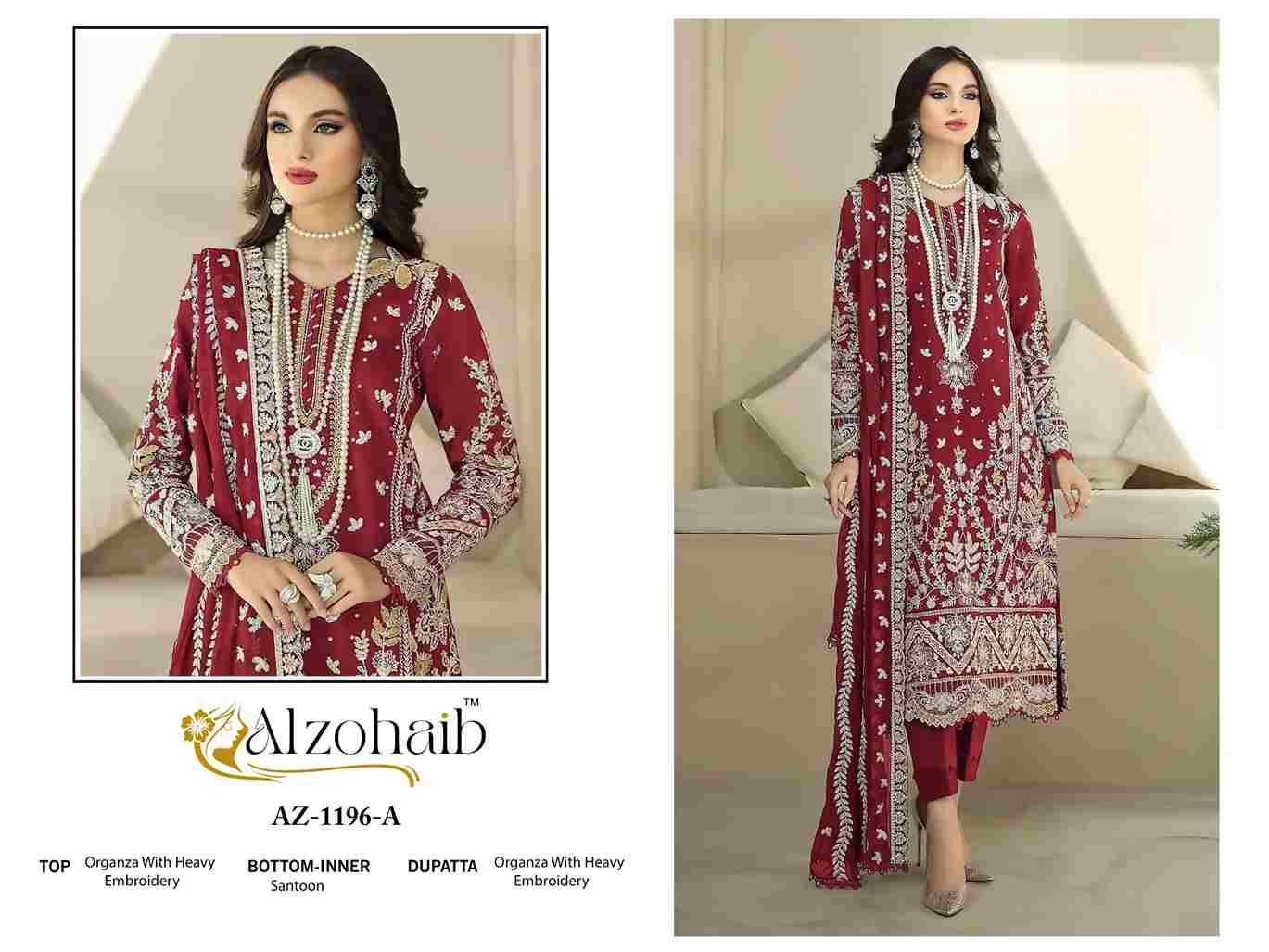 Aafa Vol-1 By Alzohaib 1196-A To 1196-H Series Beautiful Pakistani Suits Stylish Fancy Colorful Party Wear & Occasional Wear Organza Dresses At Wholesale Price