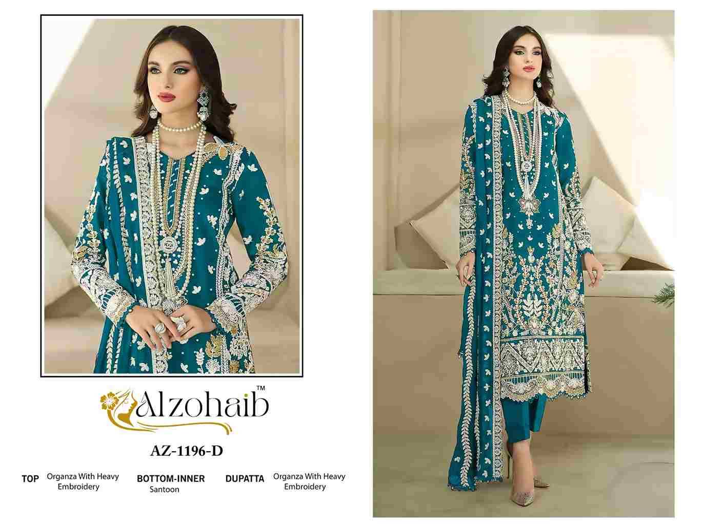 Aafa Vol-1 By Alzohaib 1196-A To 1196-H Series Beautiful Pakistani Suits Stylish Fancy Colorful Party Wear & Occasional Wear Organza Dresses At Wholesale Price