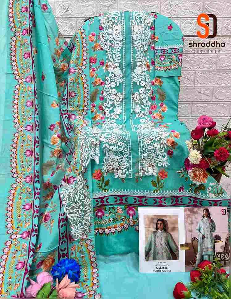 Muzlin Sana Safina By Shraddha Designer 1001 To 1008 Series Designer Pakistani Suits Beautiful Stylish Fancy Colorful Party Wear & Occasional Wear Pure Lawn Cotton Print Embroidered Dresses At Wholesale Price