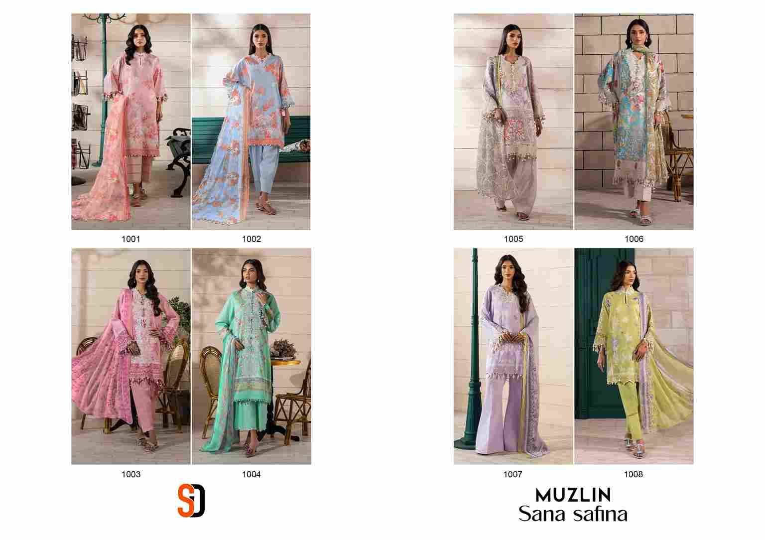 Muzlin Sana Safina By Shraddha Designer 1001 To 1008 Series Designer Pakistani Suits Beautiful Stylish Fancy Colorful Party Wear & Occasional Wear Pure Lawn Cotton Print Embroidered Dresses At Wholesale Price