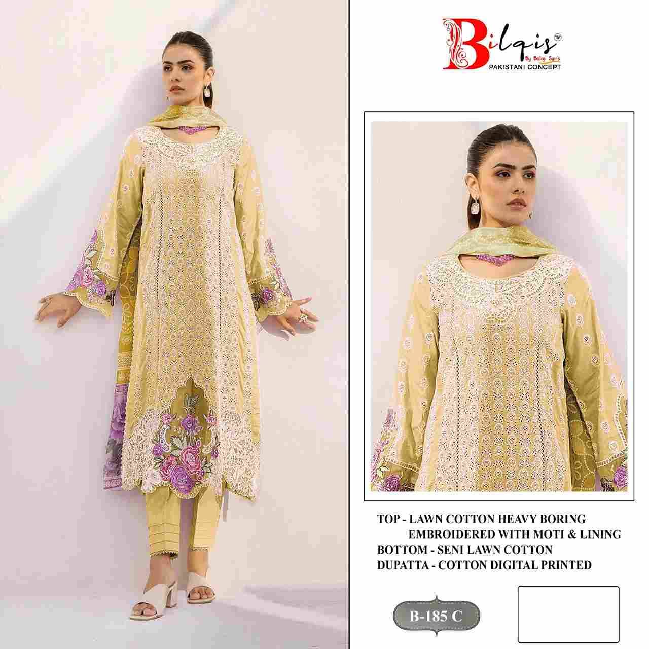 Bilqis 185 Colours By Bilqis 185-A To 185-D Series Beautiful Pakistani Suits Stylish Fancy Colorful Party Wear & Occasional Wear Cotton Lawn Embroidery Dresses At Wholesale Price