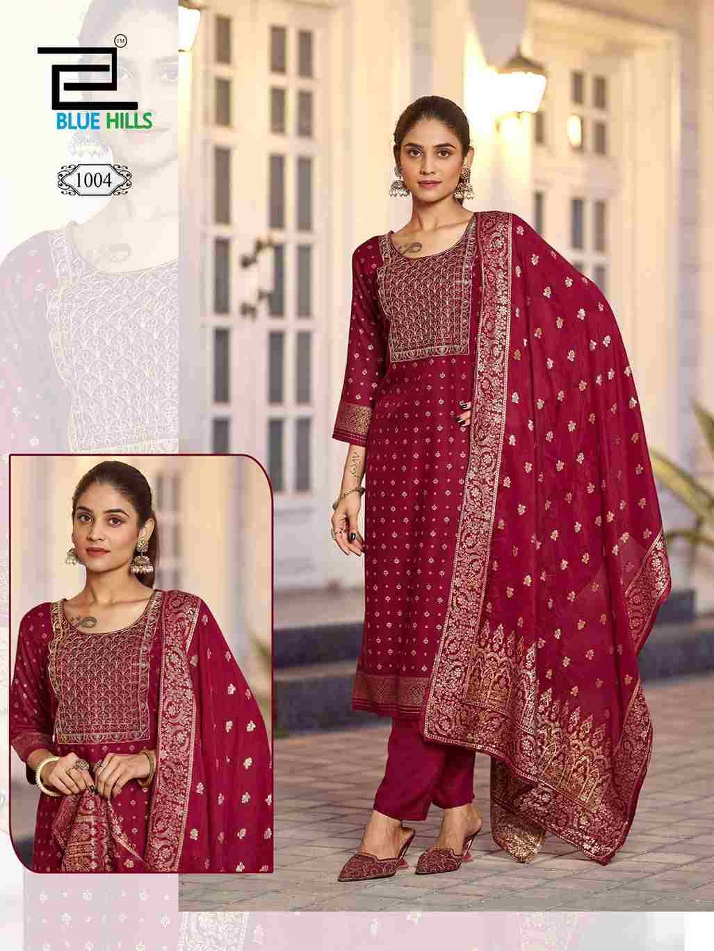 Madhuri By Blue Hills 1001 To 1008 Series Beautiful Festive Suits Stylish Fancy Colorful Casual Wear & Ethnic Wear Rayon Foil Print Dresses At Wholesale Price
