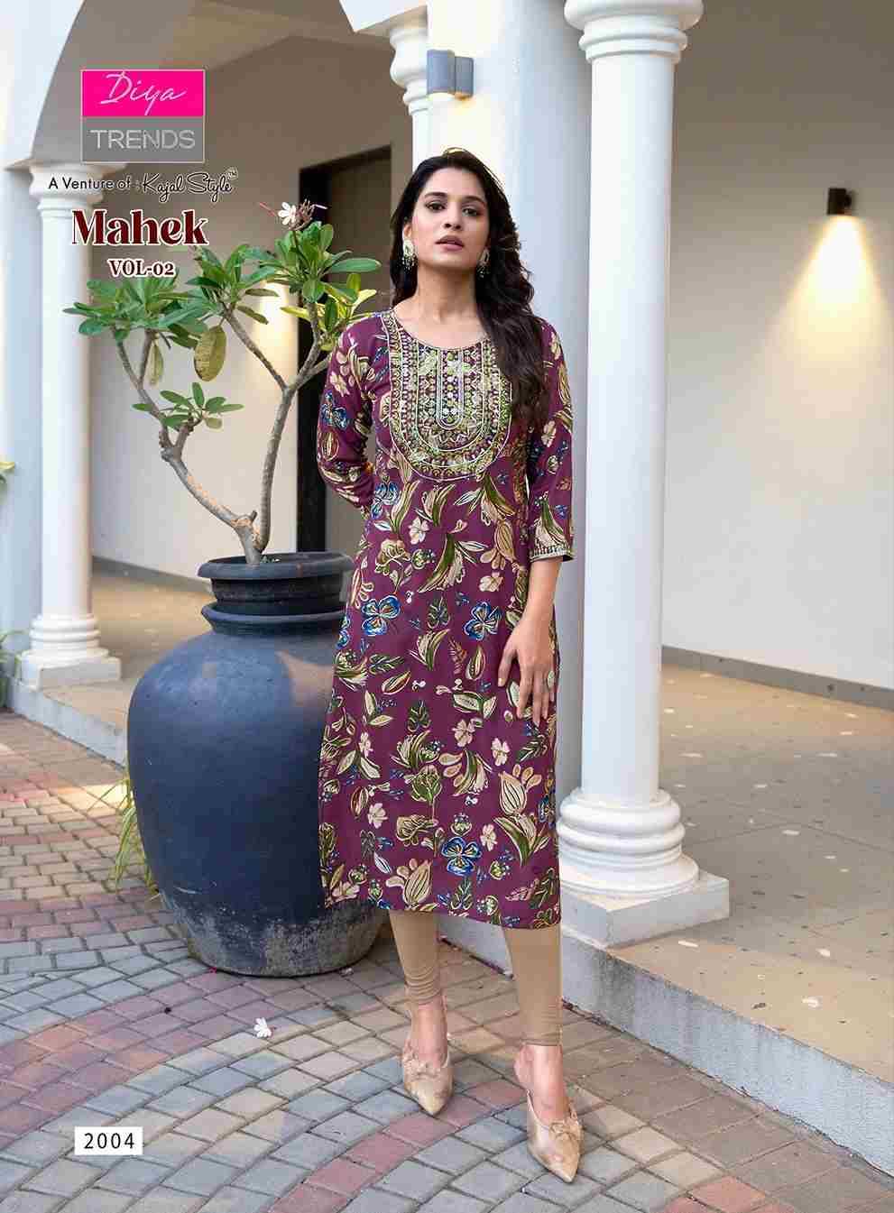 Mahek Vol-2 By Diya Trends 2001 To 2008 Series Designer Stylish Fancy Colorful Beautiful Party Wear & Ethnic Wear Collection Rayon Print Kurtis At Wholesale Price