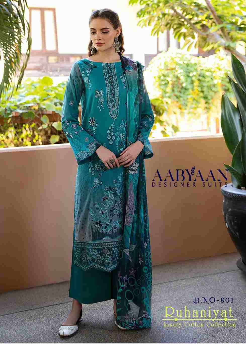 Ruhaniyat Vol-8 By Aabyaan 801 To 806 Series Beautiful Suits Colorful Stylish Fancy Casual Wear & Ethnic Wear Pure Cotton Embroidered Dresses At Wholesale Price