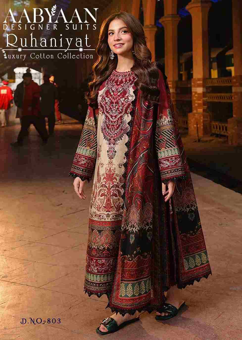 Ruhaniyat Vol-8 By Aabyaan 801 To 806 Series Beautiful Suits Colorful Stylish Fancy Casual Wear & Ethnic Wear Pure Cotton Embroidered Dresses At Wholesale Price