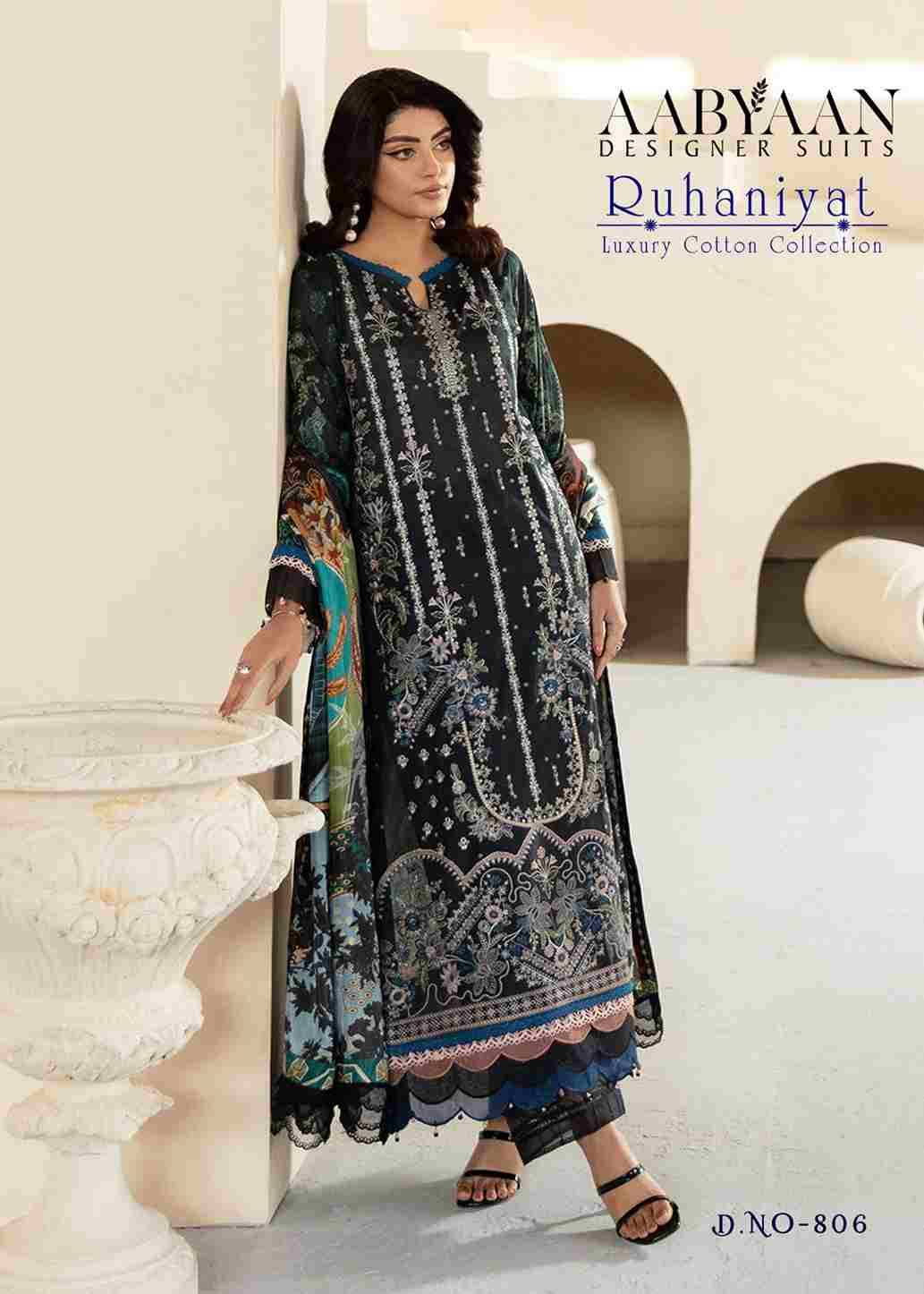 Ruhaniyat Vol-8 By Aabyaan 801 To 806 Series Beautiful Suits Colorful Stylish Fancy Casual Wear & Ethnic Wear Pure Cotton Embroidered Dresses At Wholesale Price