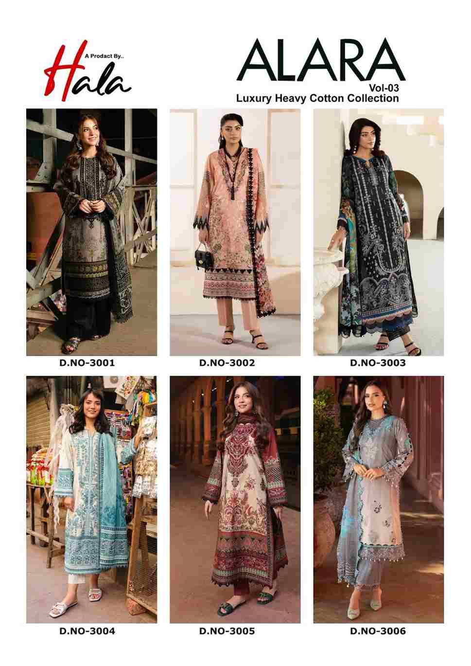 Alara Vol-3 By Hala 3001 To 3006 Series Beautiful Festive Suits Stylish Fancy Colorful Casual Wear & Ethnic Wear Lawn Cotton Digital Print Dresses At Wholesale Price