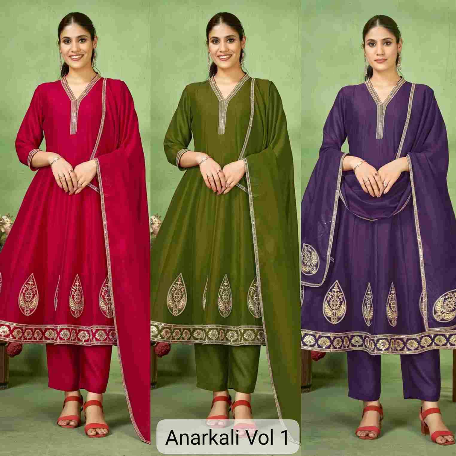 Anarkali Vol-1 By Fashid Wholesale 1001 To 1003 Series Designer Festive Stylish Fancy Colorful Beautiful Party Wear & Ethnic Wear Collection Vichitra Dresses At Wholesale Price