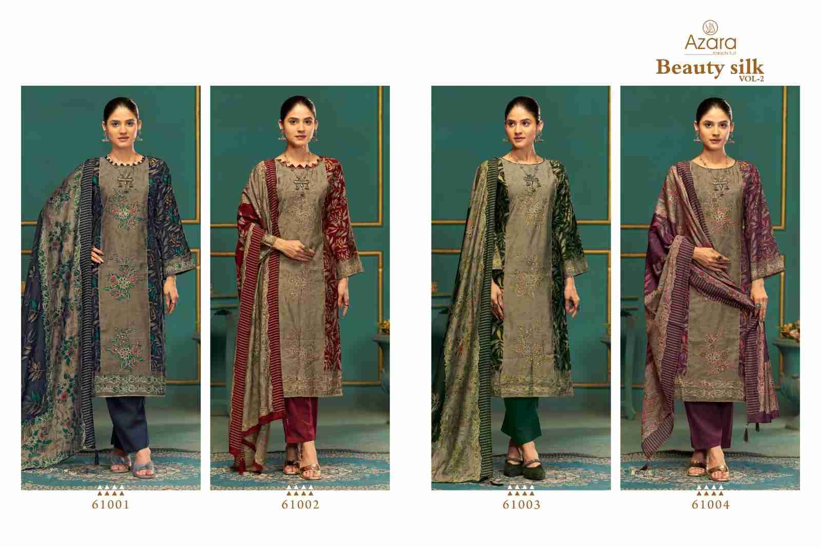 Beauty Silk Vol-2 By Azara 61001 To 61004 Series Beautiful Festive Suits Stylish Fancy Colorful Casual Wear & Ethnic Wear Muslin Print Dresses At Wholesale Price
