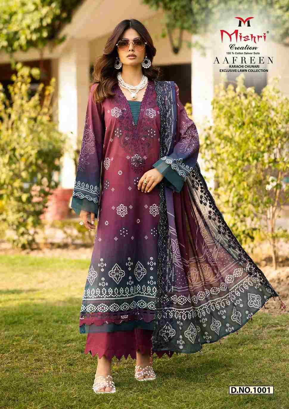 Aafreen By Mishri 1001 To 1006 Series Beautiful Suits Stylish Colorful Fancy Casual Wear & Ethnic Wear Lawn Cotton Print Dresses At Wholesale Price