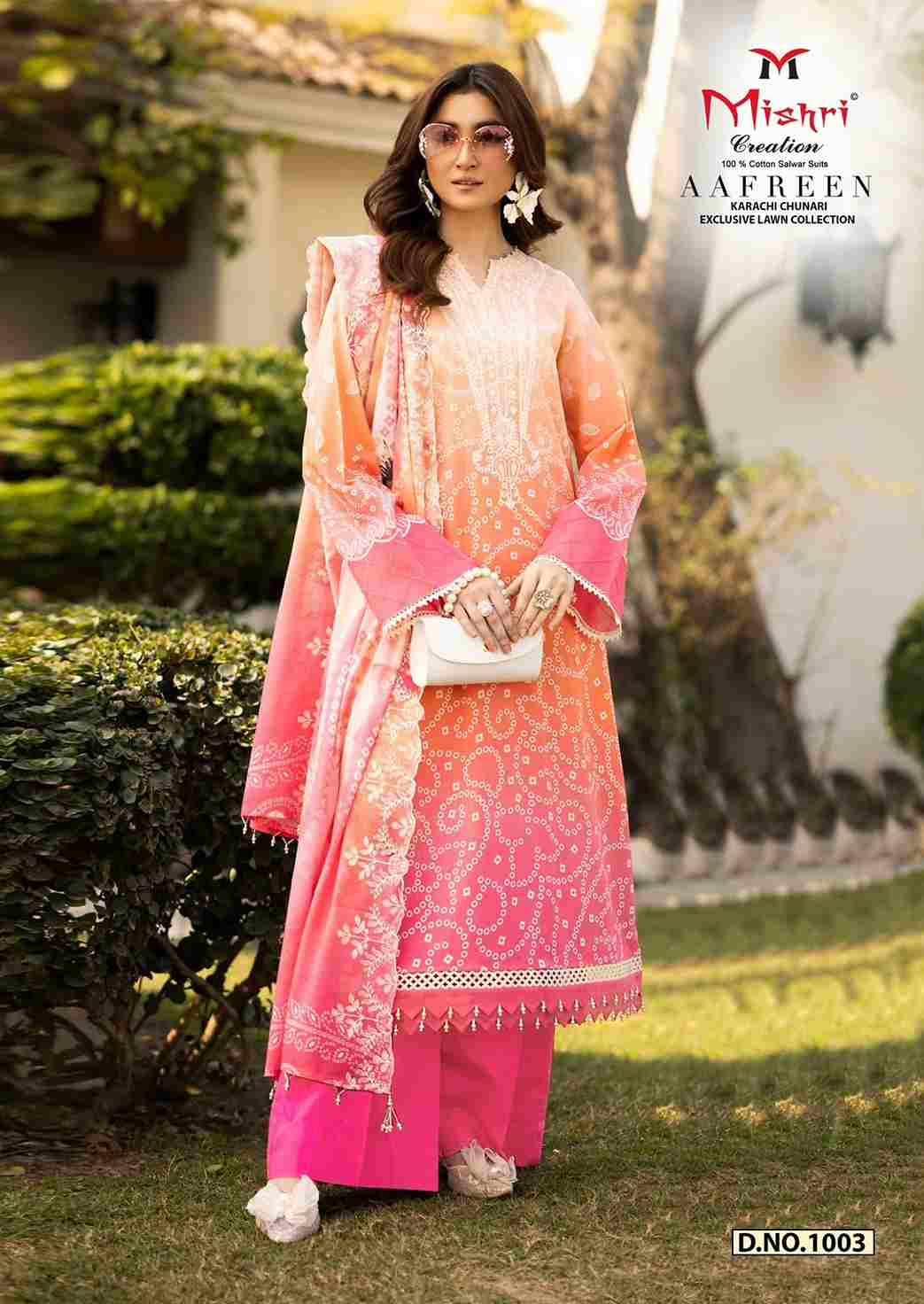 Aafreen By Mishri 1001 To 1006 Series Beautiful Suits Stylish Colorful Fancy Casual Wear & Ethnic Wear Lawn Cotton Print Dresses At Wholesale Price