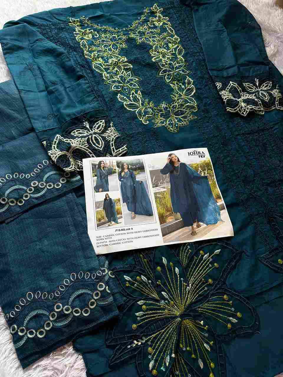 Johra Hit Design 169-B By Johra Tex Beautiful Pakistani Suits Colorful Stylish Fancy Casual Wear & Ethnic Wear Cambric Cotton Embroidered Dresses At Wholesale Price