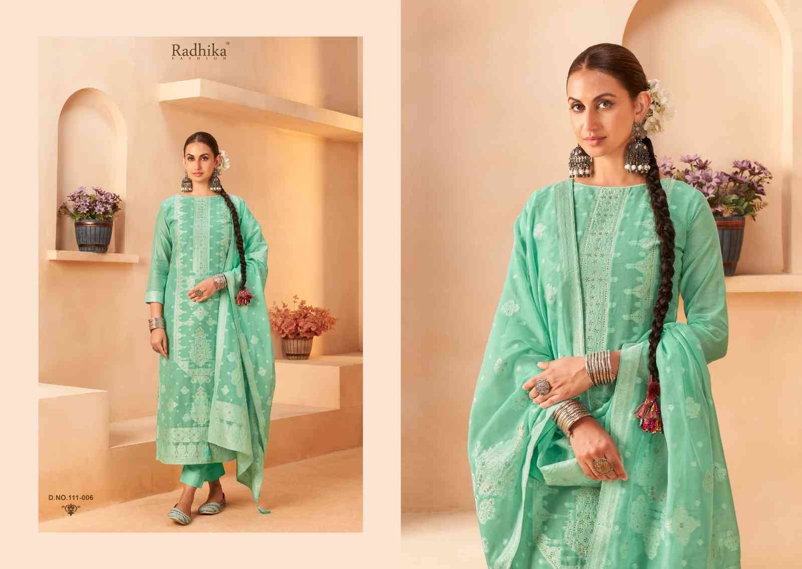 Banarashi Adah Vol-5 By Azara 111-001 To 111-006 Series Beautiful Stylish Festive Suits Fancy Colorful Casual Wear & Ethnic Wear & Ready To Wear Jacquard Cotton Print Dresses At Wholesale Price