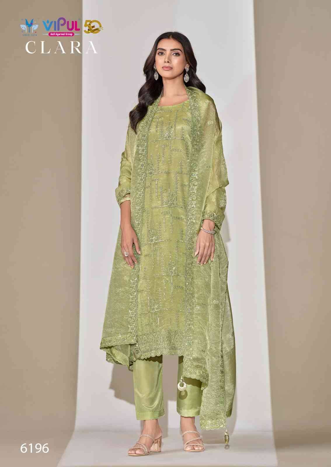 Clara By Vipul Fashion 6191 To 6196 Series Designer Festive Suits Beautiful Fancy Stylish Colorful Party Wear & Occasional Wear Satin Organza Dresses At Wholesale Price