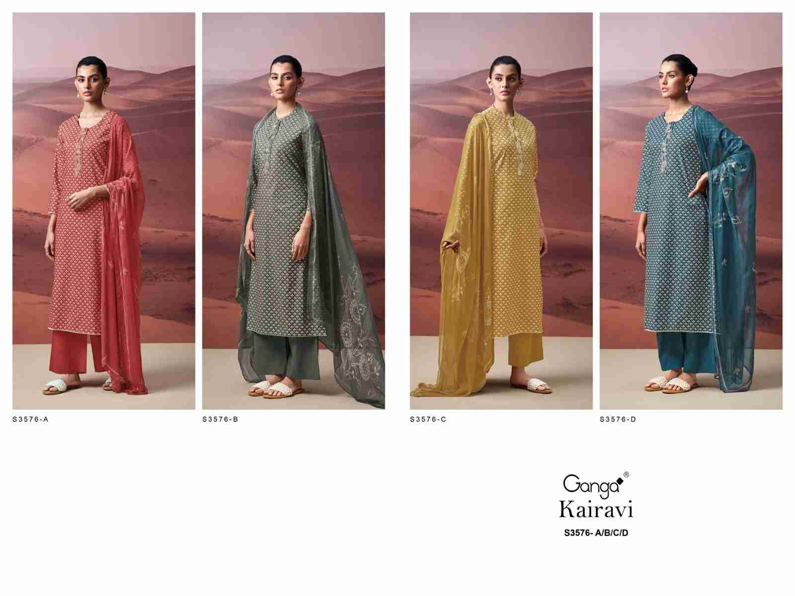 Kairavi-3576 By Ganga Fashion 3576-A To 3576-D Series Beautiful Festive Suits Colorful Stylish Fancy Casual Wear & Ethnic Wear Cotton Dresses At Wholesale Price