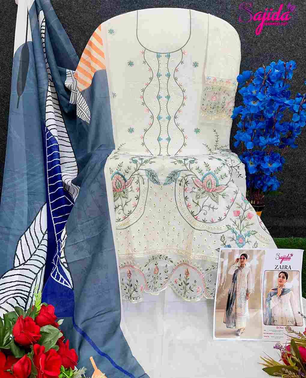 Zaira By Sajida Designer Suits 1054 To 1056 Series Beautiful Pakistani Suits Colorful Stylish Fancy Casual Wear & Ethnic Wear Cambric Cotton Embroidered Dresses At Wholesale Price