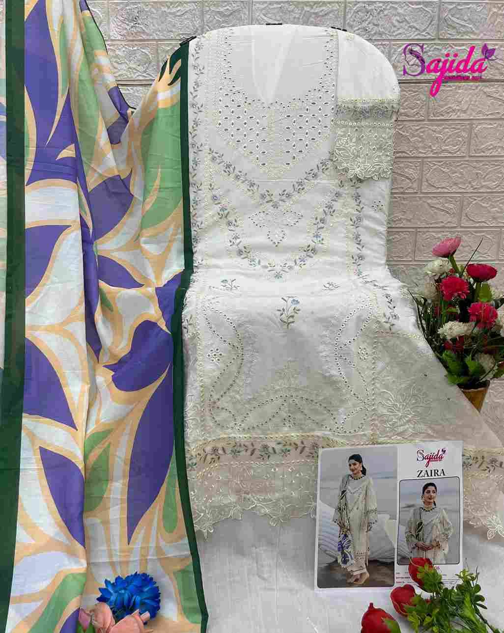 Zaira By Sajida Designer Suits 1054 To 1056 Series Beautiful Pakistani Suits Colorful Stylish Fancy Casual Wear & Ethnic Wear Cambric Cotton Embroidered Dresses At Wholesale Price
