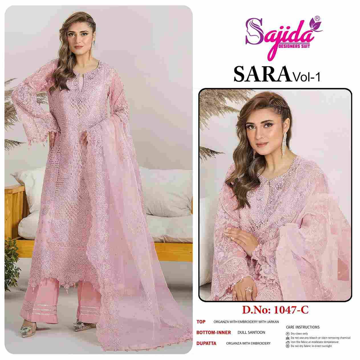 Zara Vol-1 By Sajida Designer Suits 1047-A To 1047-D Series Beautiful Pakistani Suits Colorful Stylish Fancy Casual Wear & Ethnic Wear Organza Embroidered Dresses At Wholesale Price