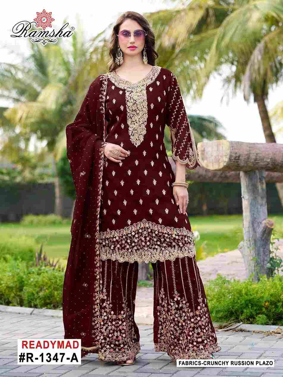 Ramsha 1347 Colours By Ramsha 1347-A To 1347-D Series Designer Pakistani Suits Beautiful Fancy Colorful Stylish Party Wear & Occasional Wear Crunchy Embroidered Dresses At Wholesale Price
