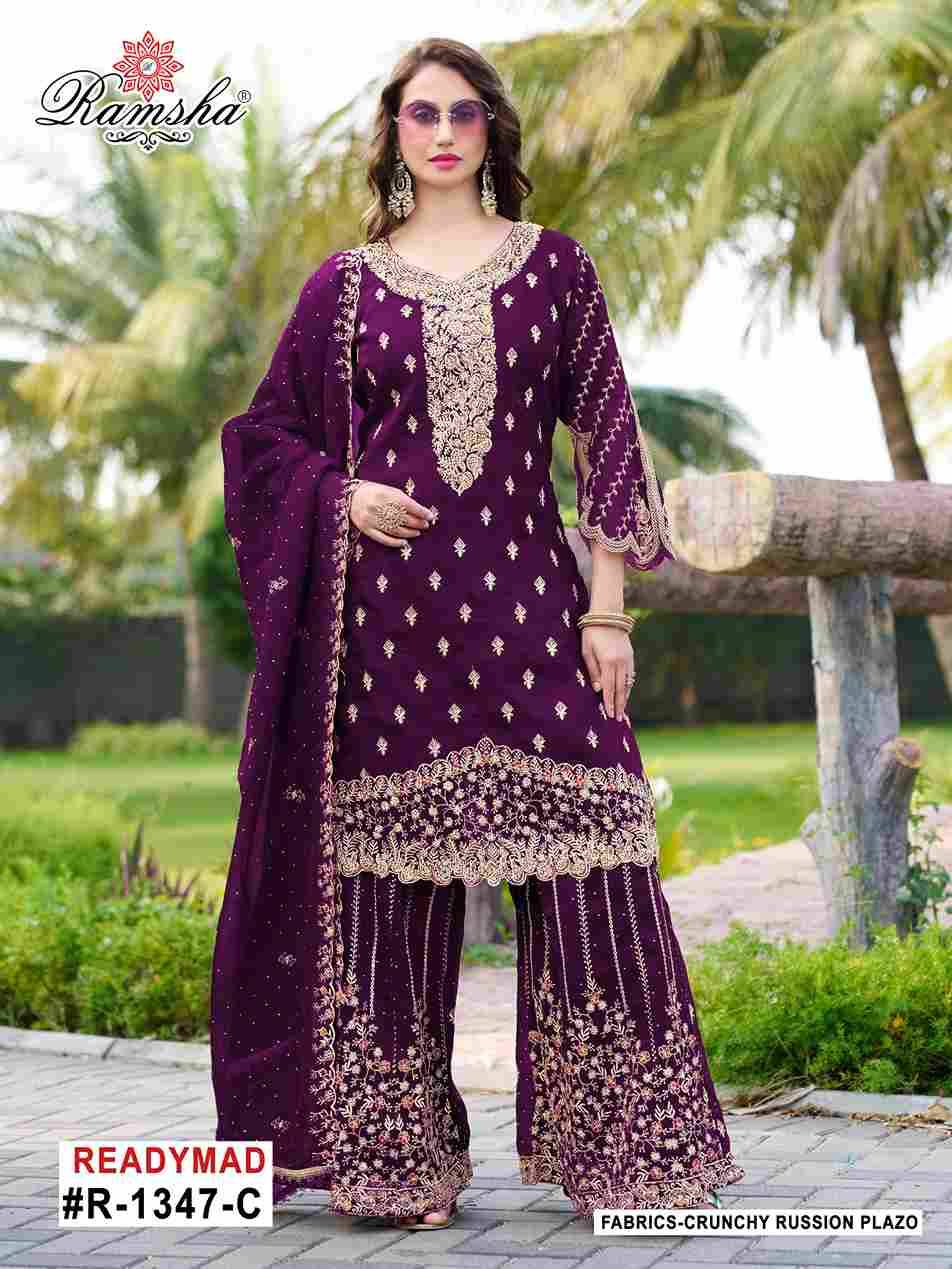 Ramsha 1347 Colours By Ramsha 1347-A To 1347-D Series Designer Pakistani Suits Beautiful Fancy Colorful Stylish Party Wear & Occasional Wear Crunchy Embroidered Dresses At Wholesale Price