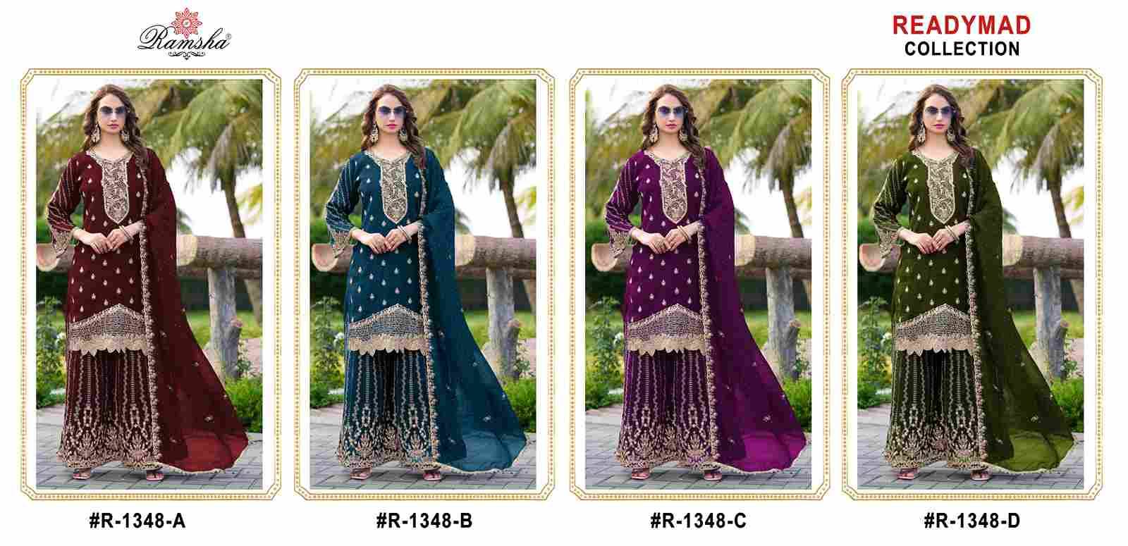 Ramsha 1348 Colours By Ramsha 1348-A To 1348-D Series Designer Pakistani Suits Beautiful Fancy Colorful Stylish Party Wear & Occasional Wear Crunchy Embroidered Dresses At Wholesale Price